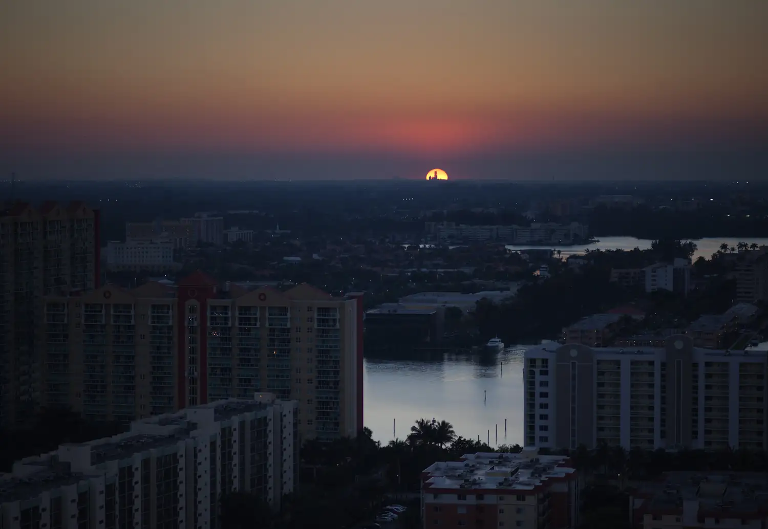 Sunset to the west from Sunny Isles — Residences by Armani/Casa, Sunny Isles Beach