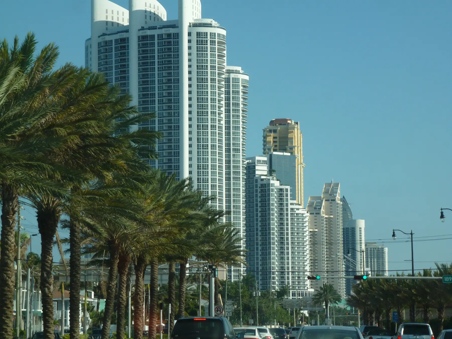 Collins Avenue and the Sunny Isles towers