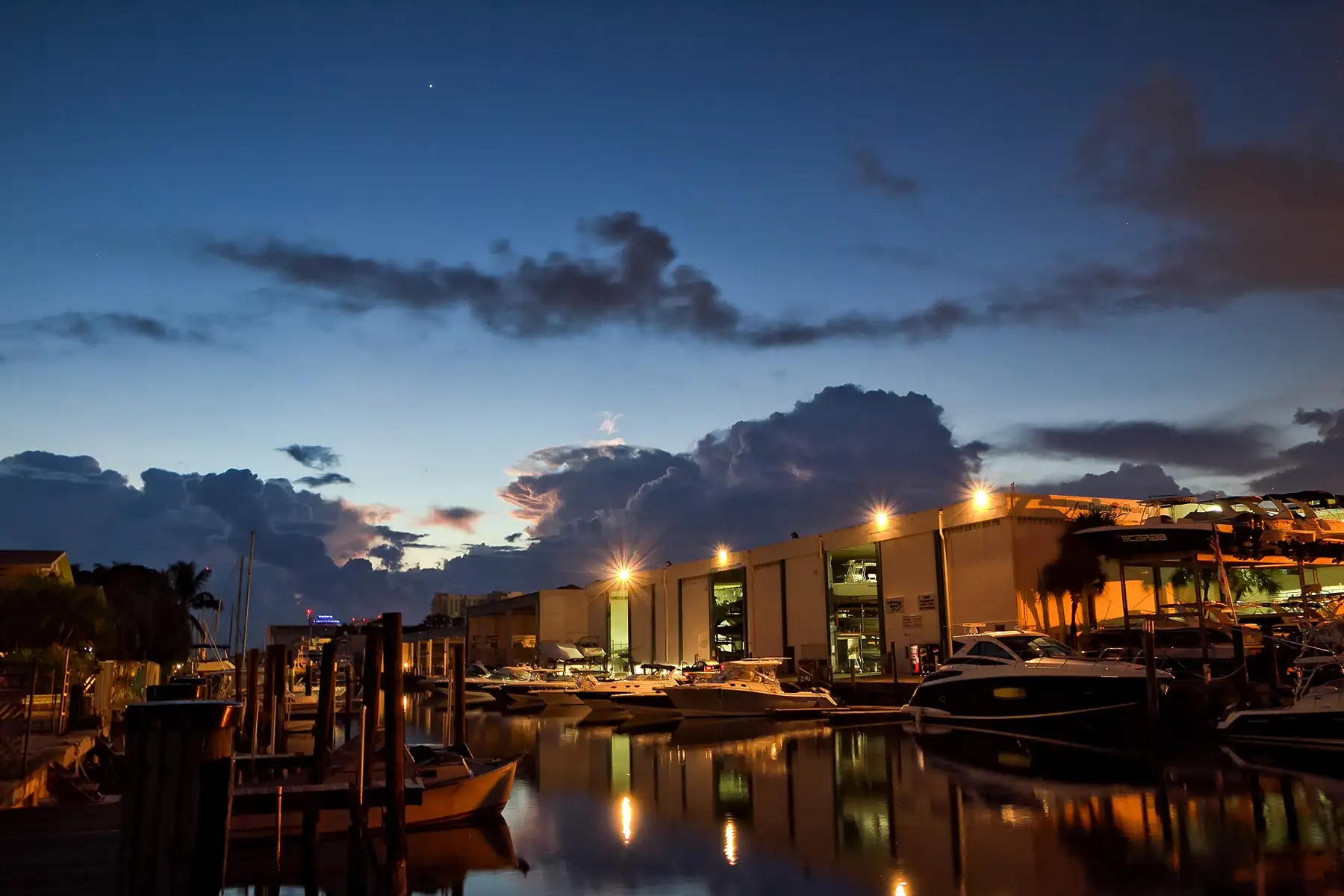 A Fort Lauderdale marina before dawn — Jackson Tower, Fort Lauderdale