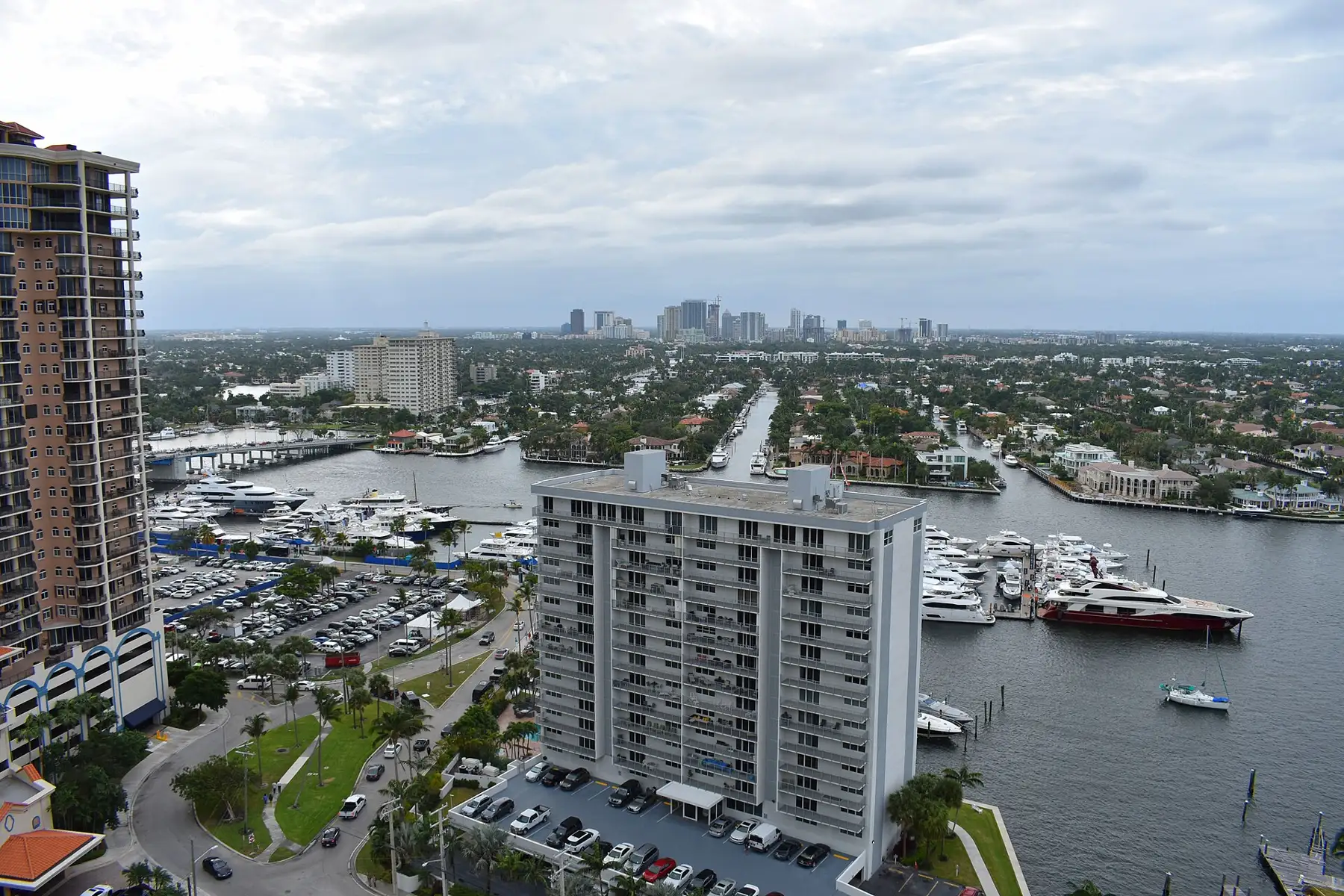 The view west from a beach hotel over the Intracoastal toward downtown — Las Olas Beach Club, Fort Lauderdale