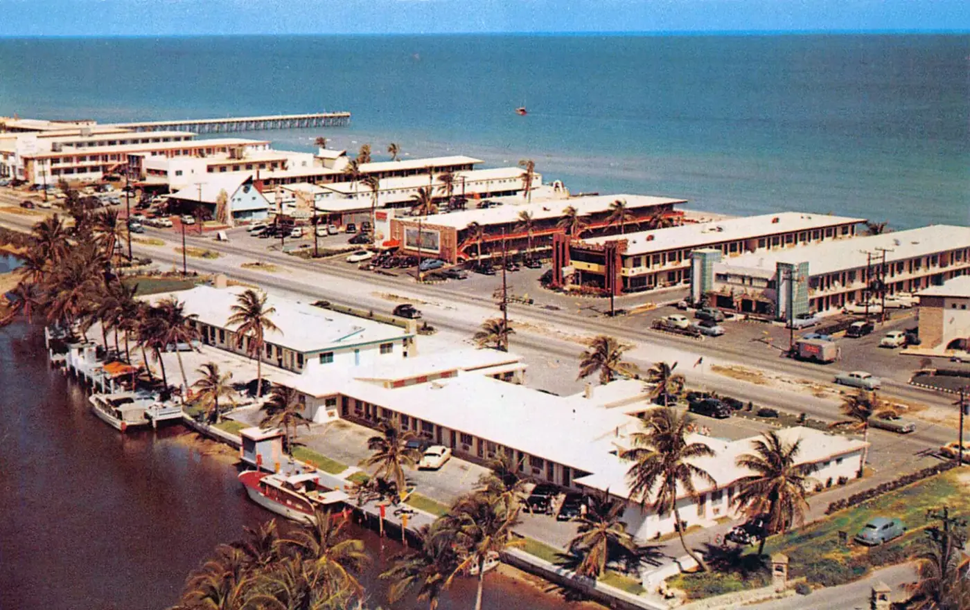 Motel Row, Sunny Isles, vintage postcard — near Ocean Reserve, Sunny Isles Beach