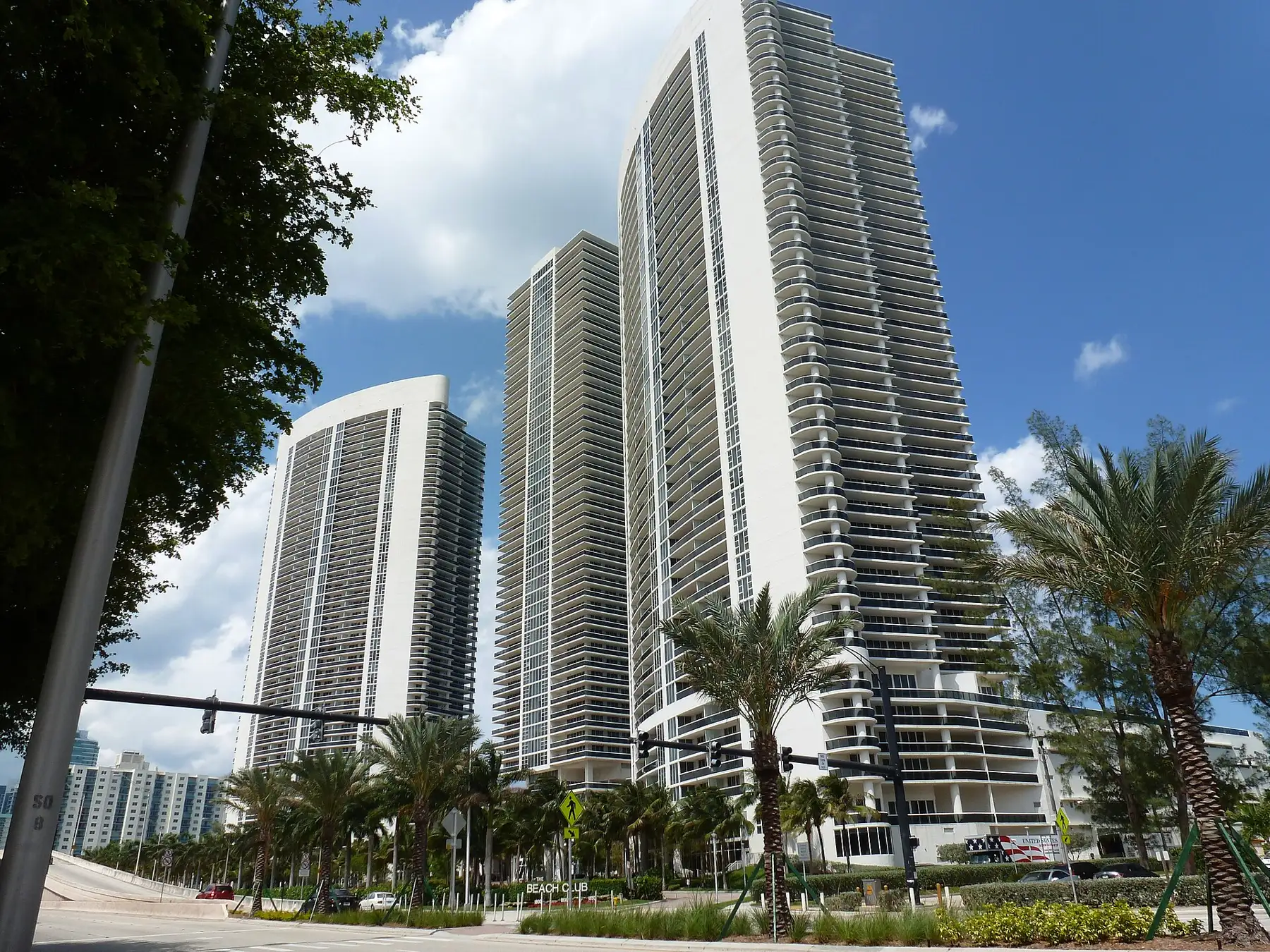 Hallandale Beach Club towers, a newer neighbor up the strip — Parker Tower, Hallandale Beach