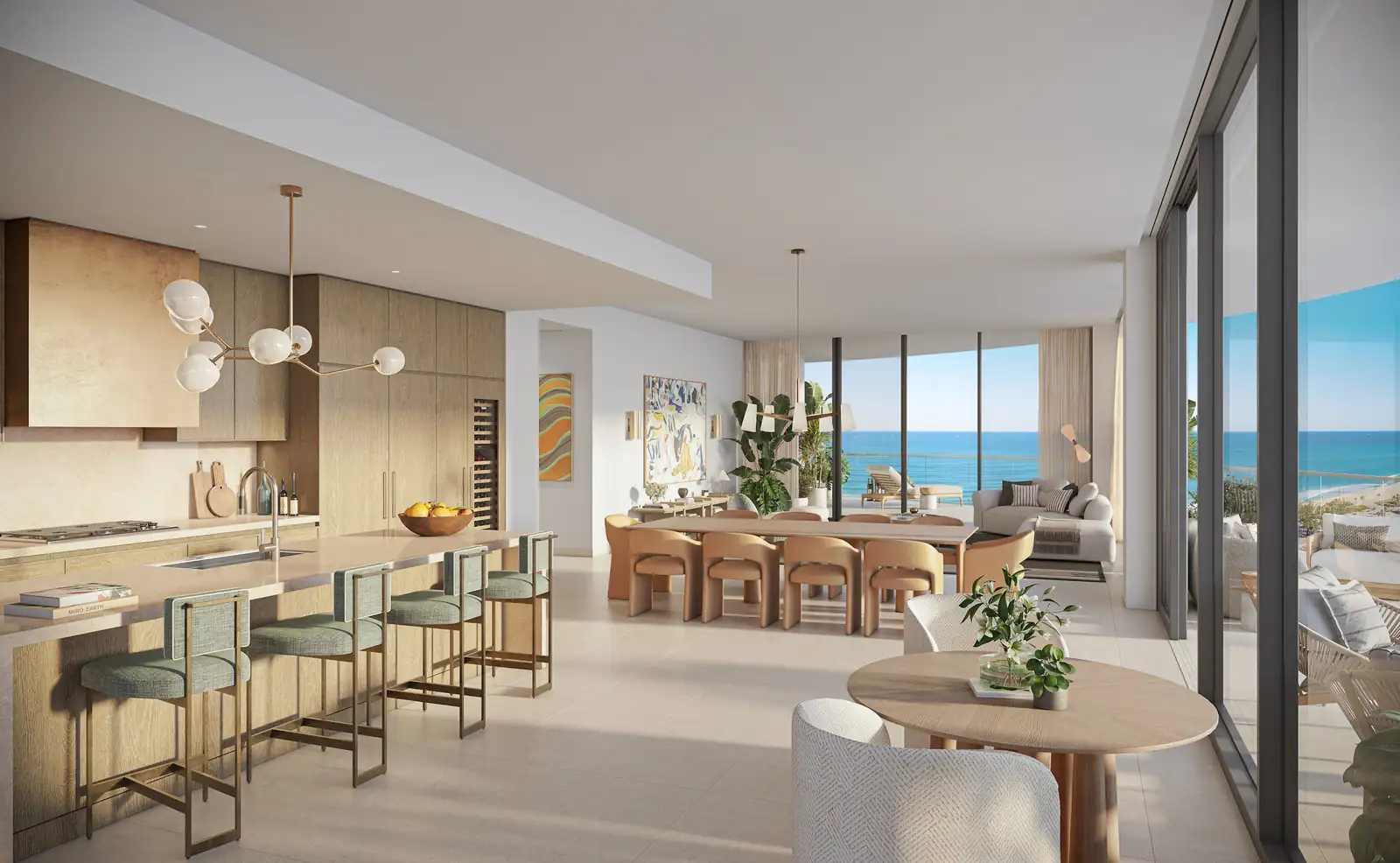 Chef’s kitchen and great room — St. Regis Residences Bahia Mar, Fort Lauderdale