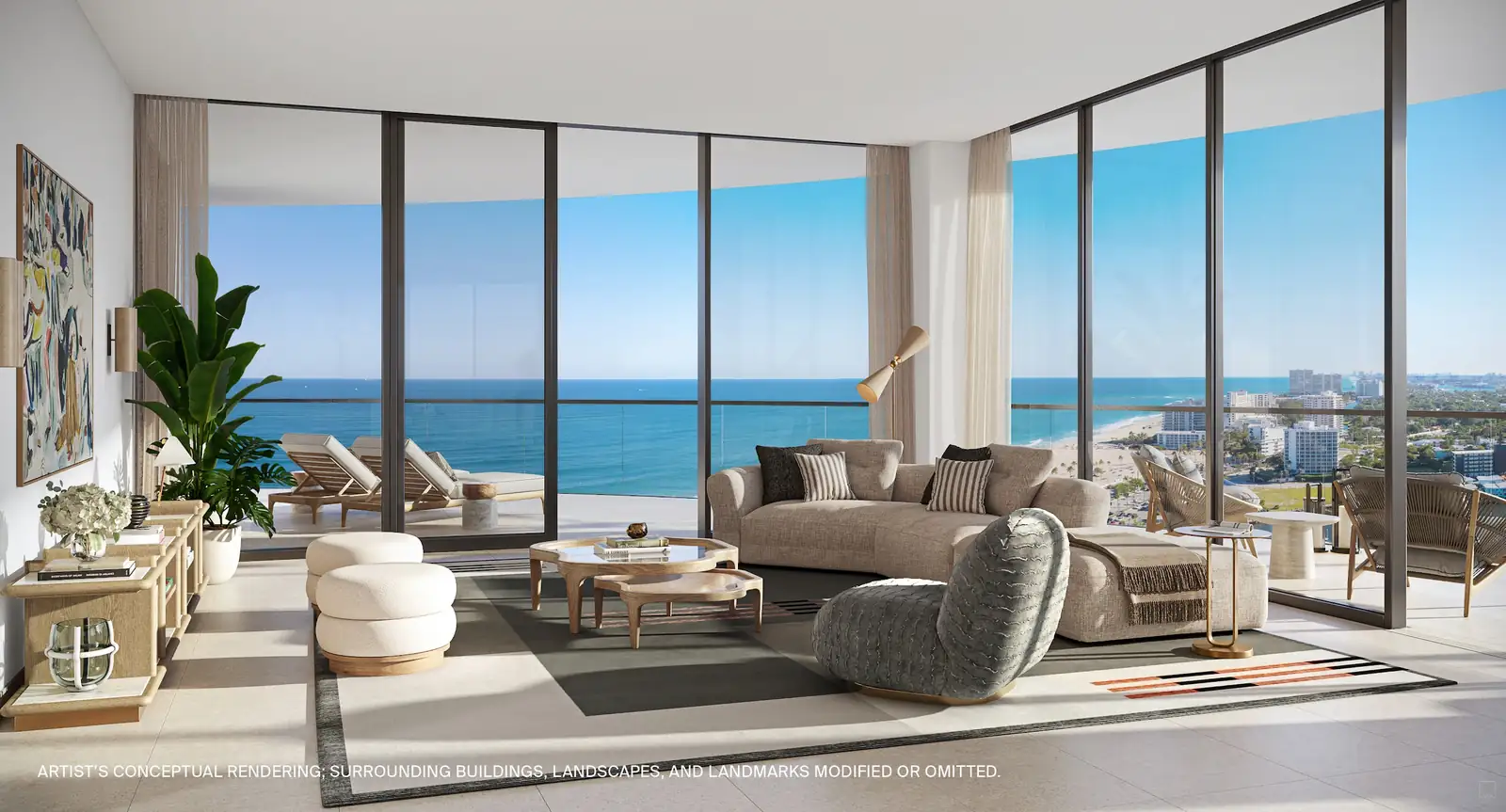Private Residence living room — St. Regis Residences Bahia Mar, Fort Lauderdale
