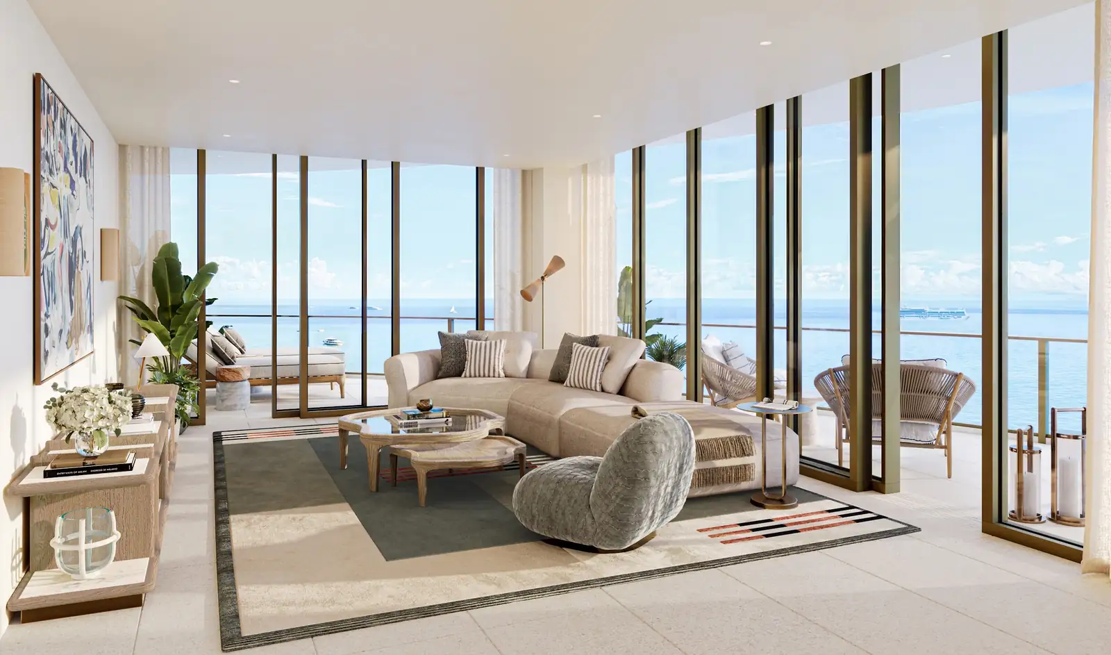 Residence C living room — St. Regis Residences Bahia Mar, Fort Lauderdale