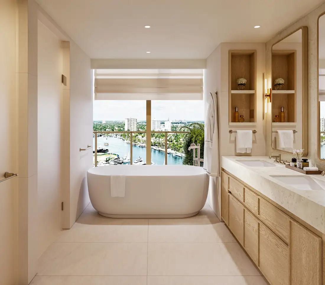Resort Collection primary bath — St. Regis Residences Bahia Mar, Fort Lauderdale