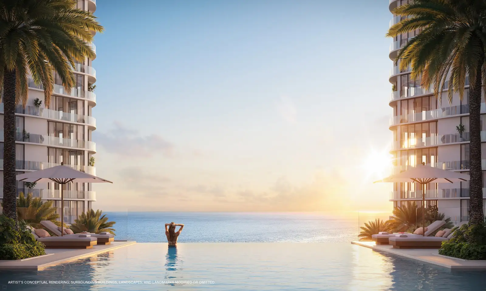 Resort east pool facing the ocean — St. Regis Residences Bahia Mar, Fort Lauderdale