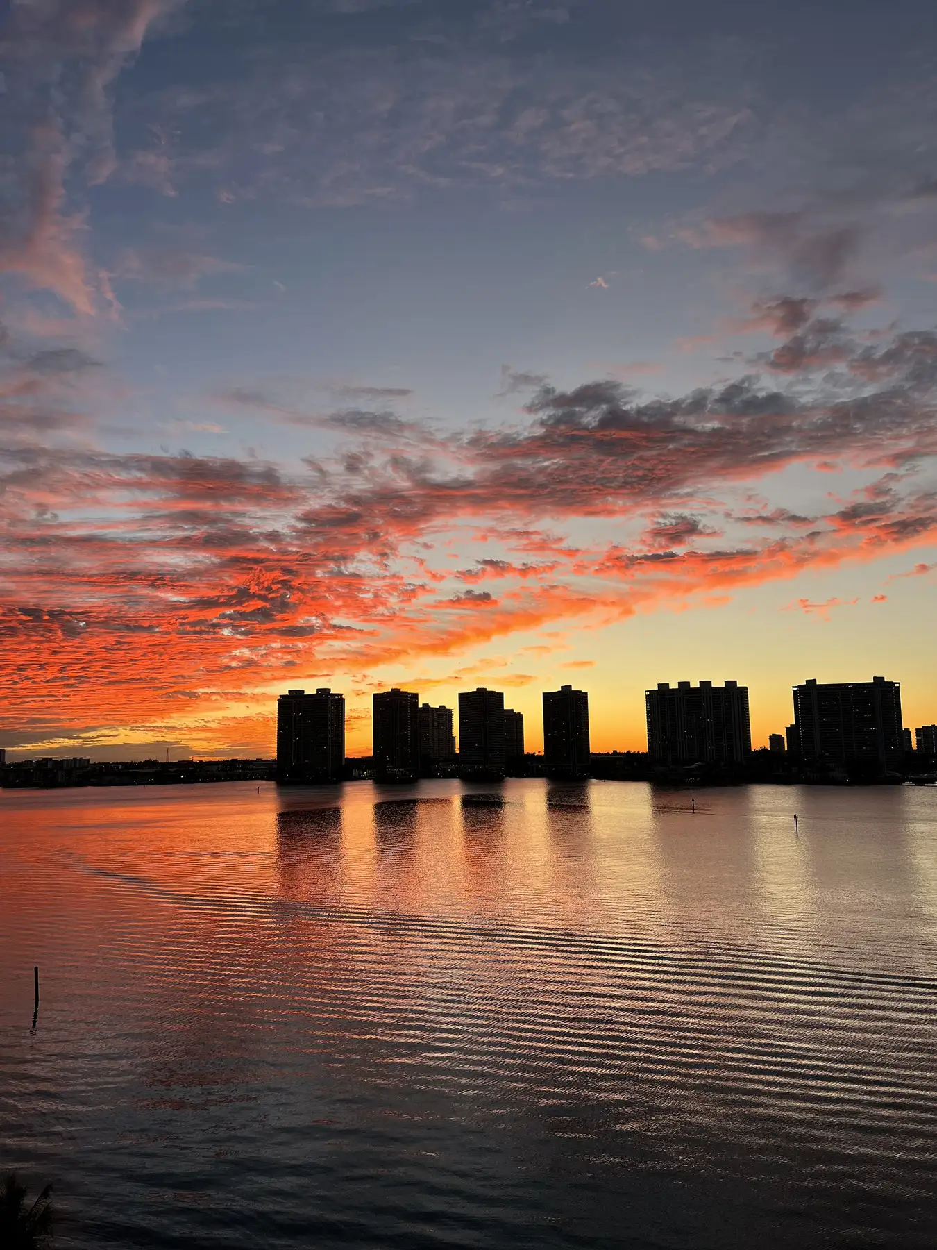 Sunset over Dumfoundling Bay at the north end of Sunny Isles, 2023 — Winston Towers 600, Sunny Isles Beach